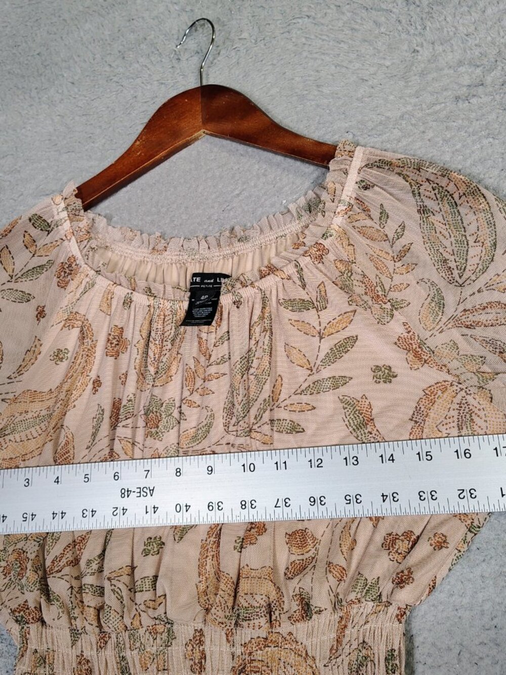 Kate And Lily Maxi Dress Women 4 Petite Beige Paisley Mesh Tiered Ruffle Cottage - Picture 8 of 11